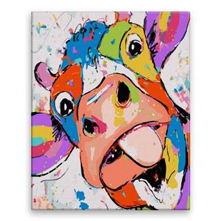 Malujsi Maľovanie podľa čísel - Vtipná krava - 40x50 cm,  plátno vypnuté na rám
