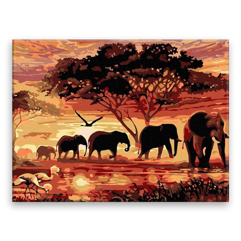 Malujsi  Maľovanie podľa čísel - Západ slnka v Afrike - 40x30 cm,  bez dreveného rámu značky Malujsi