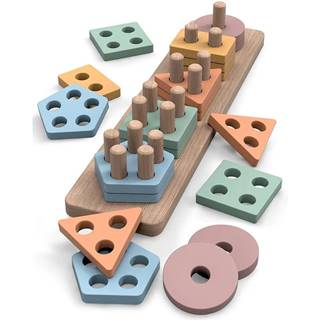 CHICHI  Drevená edukačná hračka - geometrické kocky značky CHICHI