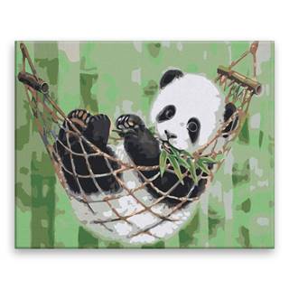 Malujsi Maľovanie podľa čísel - Panda v hojdacej sieti - 100x80 cm,  bez dreveného rámu