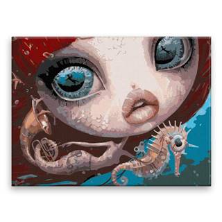 Malujsi Maľovanie podľa čísel - Hlava morskej panny - 80x60 cm,  bez dreveného rámu