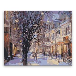 Malujsi  Maľovanie podľa čísel - Mesto v zime - 50x40 cm,  plátno vypnuté na rám značky Malujsi