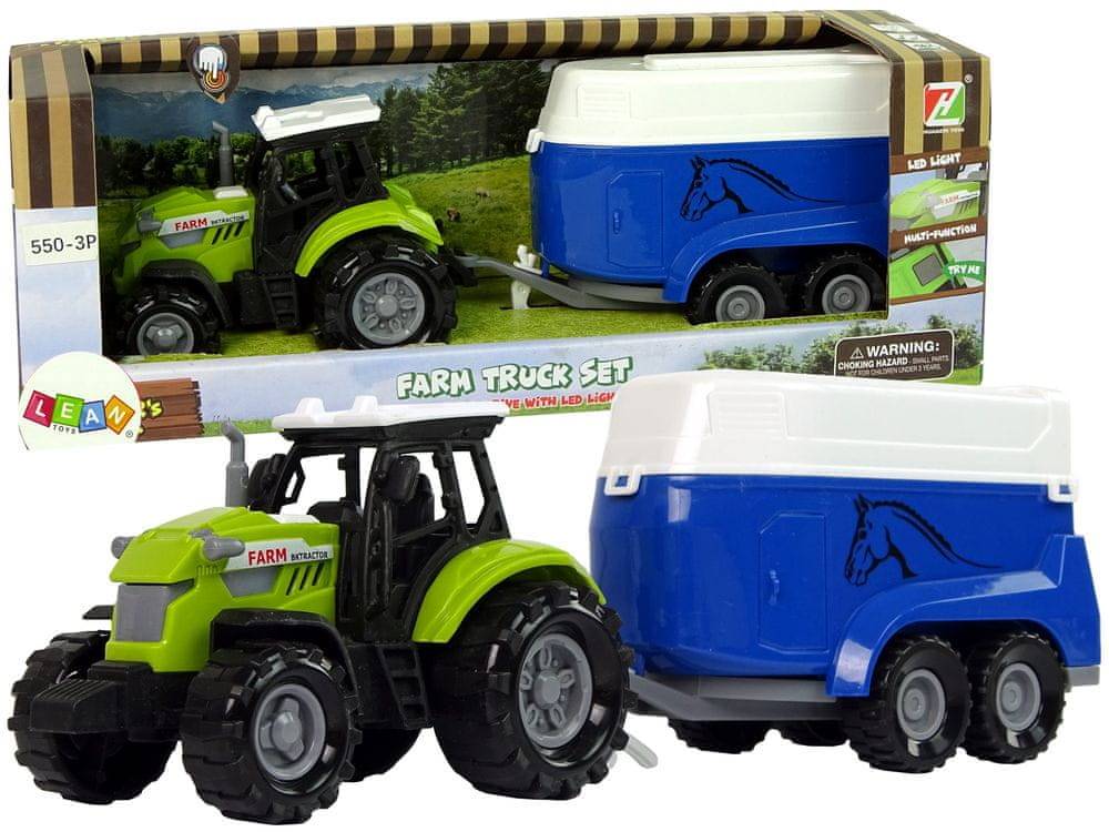 Lean-toys  Traktor s prívesom na kone Zvuková zelená farma značky Lean-toys