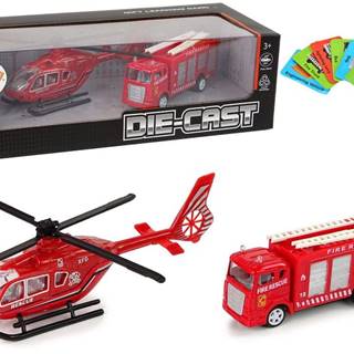 Lean-toys  Hasičská helikoptéra Červená sada vlakových vozňov značky Lean-toys