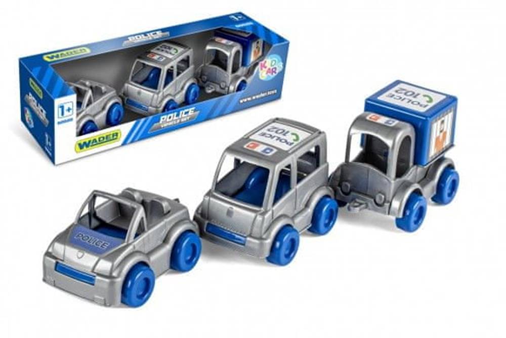Wader  Auto policajné Kid Cars 3ks plast 10cm v krabičke 30x8x10cm 12m +  značky Wader