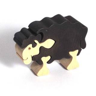 Fauna Drevené mini puzzle ovečka čierna,  FAUNA