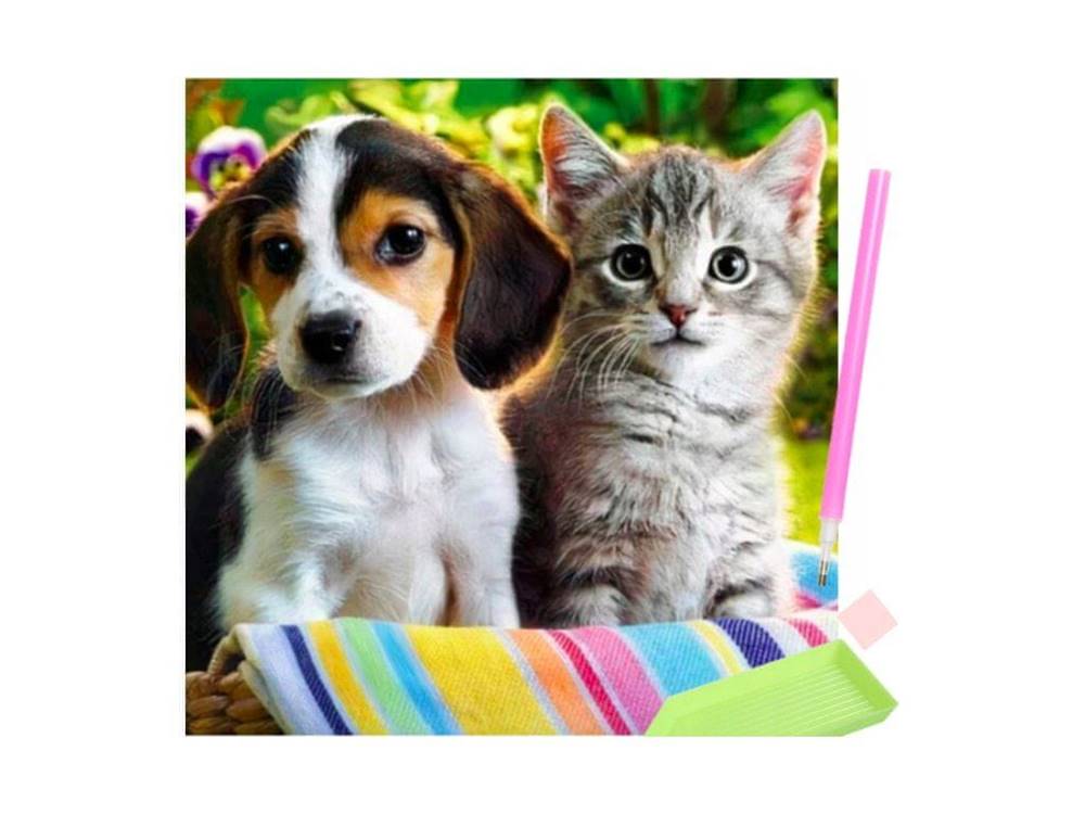 ISO  Diamantové maľovanie - pes a mačka značky ISO