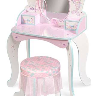 DeCuevas 55541 Drevený toaletný stolík so zrkadlom,  drevenou stoličkou a doplnkami Ocean Fantasy 2021