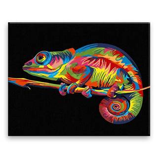 Malujsi Maľovanie podľa čísel - Chameleón vo farbách - 50x40 cm,  plátno vypnuté na rám