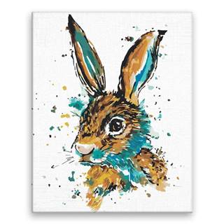 Malujsi Maľovanie podľa čísel - Zajac modro-hnedý - 40x50 cm,  plátno vypnuté na rám