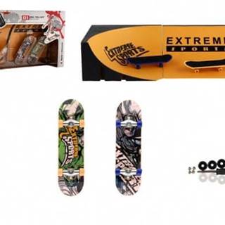 Teddies Skateboard prstový skrutkovací 2ks plast 10cm s rampou s doplnkami 2 farby