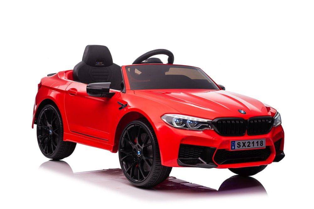 Lean-toys  BMW M5 Červený batériový automobil,  lakovaný značky Lean-toys
