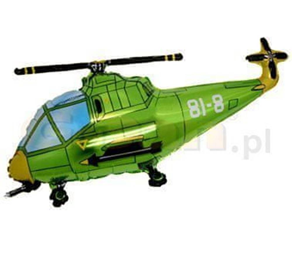  Balónik fóliový helikoptéra - zelený vrtuľník - 60 cm