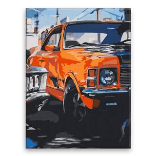 Malujsi Maľovanie podľa čísel - Auto v oranžovej farbe - 30x40 cm,  plátno vypnuté na rám