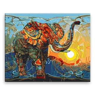 Malujsi Maľovanie podľa čísel - Slon pri západe slnka - 50x40 cm,  bez dreveného rámu