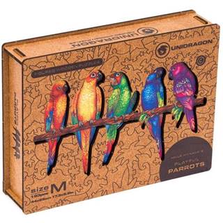 Unidragon drevené puzzle - Papagáje veľkosť M
