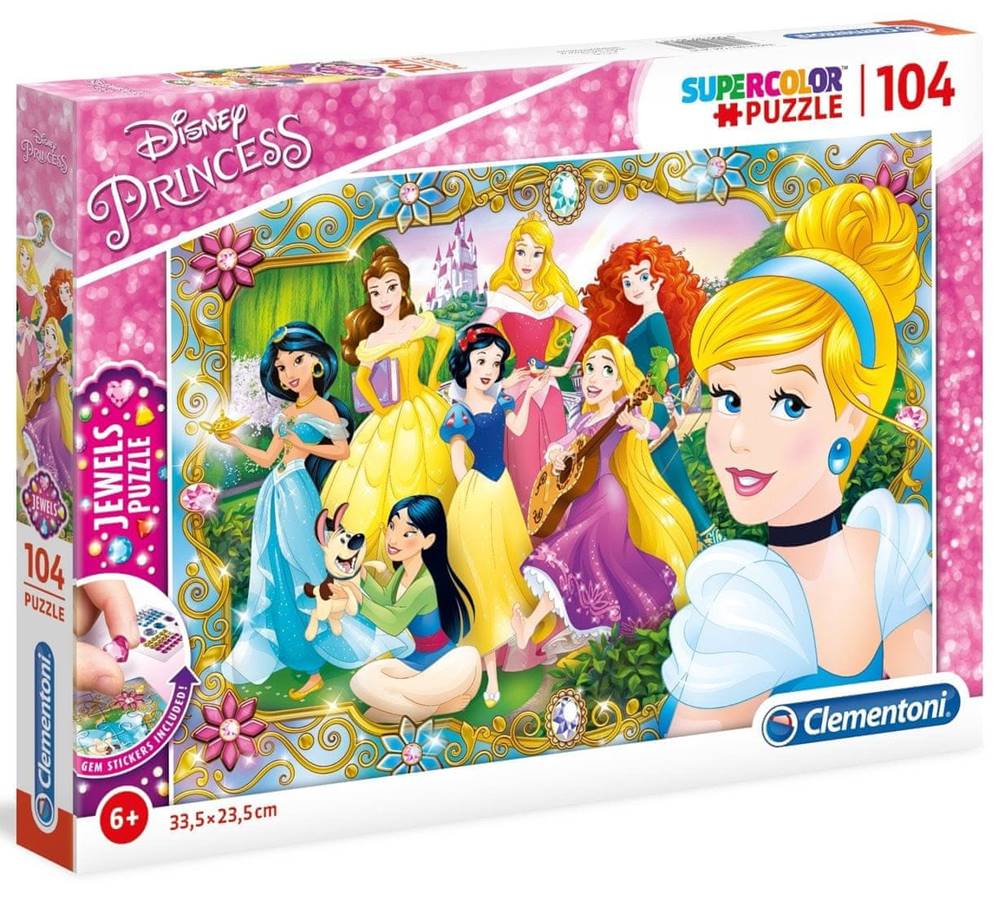 Clementoni  Puzzle s drahokamami Zábava s Disney princeznami 104 dielikov značky Clementoni