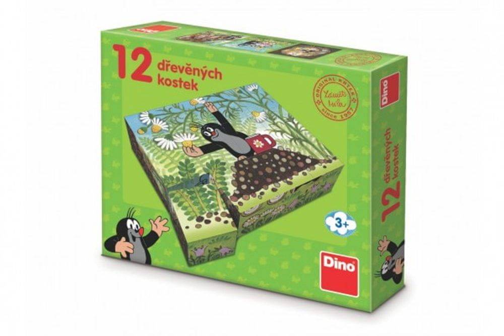 DINO  Kubus Mole and Friends Wood 12ks v krabici 21x18x4cm značky DINO