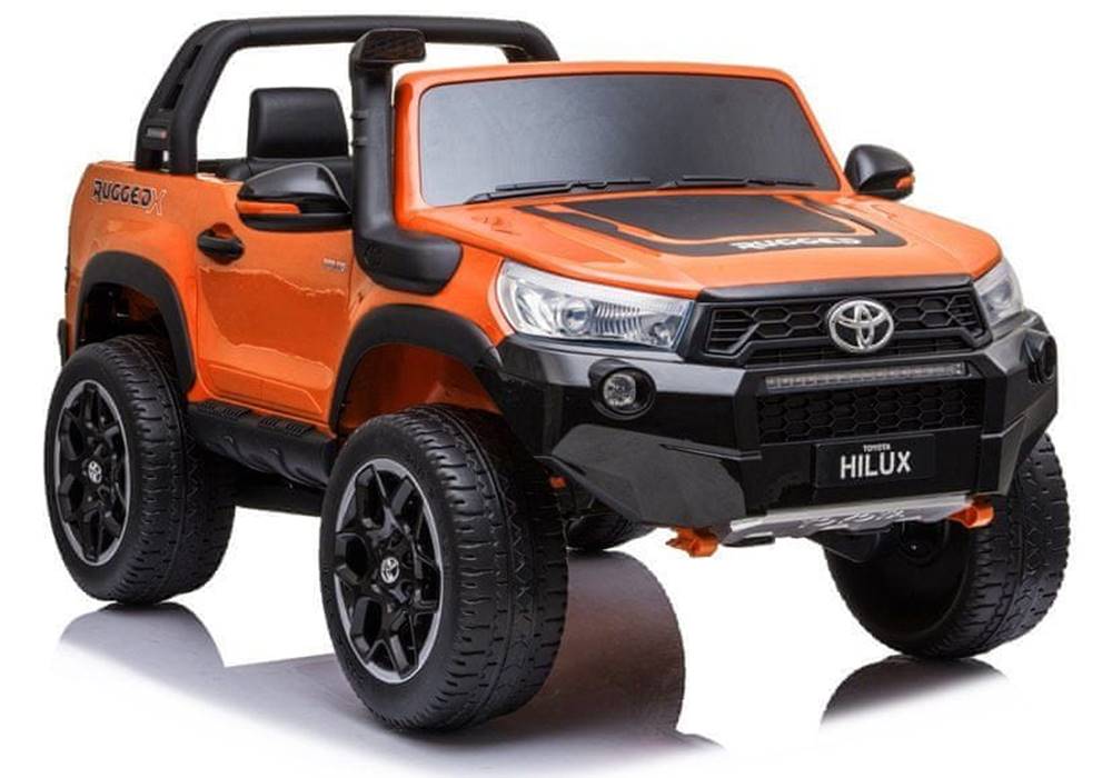 Lean-toys  Toyota Hilux batérie auto oranžová maľované značky Lean-toys