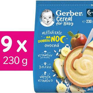 Gerber  Cereal mliečna kaša ovocná Dobrú noc 9x230 g značky Gerber
