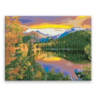 Malujsi Maľovanie podľa čísel - Jesenná krajina pri východe slnka - 80x60 cm,  bez dreveného rámu