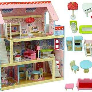 Mamido Drevený domček pre bábiky s príslušenstvom