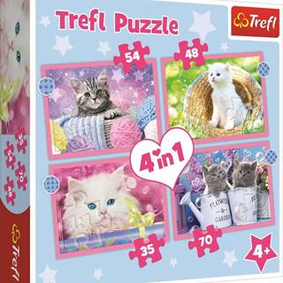 Trefl  Puzzle Veselé mačičky 4v1 (35, 48, 54, 70 dielikov) značky Trefl