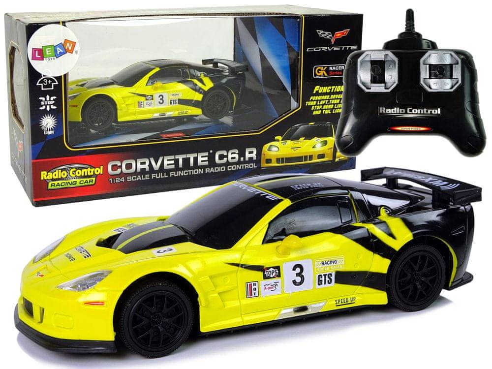 Lean-toys  Športové auto R/C 1:24 Corvette Yellow C6.R 2.4 G Lights značky Lean-toys
