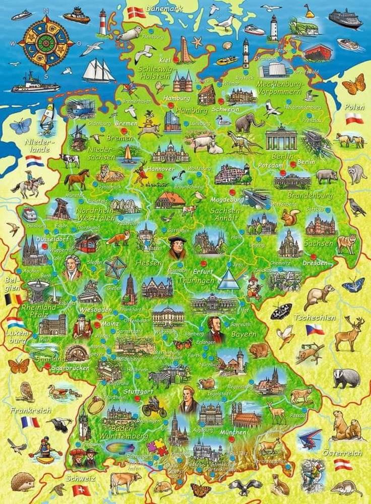 Ravensburger  Puzzle Farebná mapa Nemecka XXL 200 dielikov značky Ravensburger