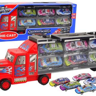 Lean-toys  Súprava pretekárskych áut Transport Truck 12ks. značky Lean-toys