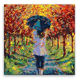 Malujsi Maľovanie podľa čísel - Dievča v jesennej aleji - 40x40 cm,  plátno vypnuté na rám