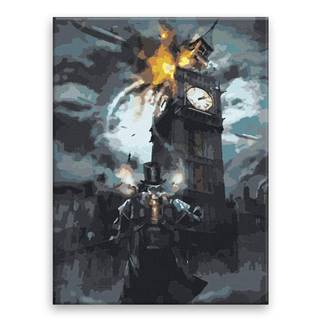 Malujsi Maľovanie podľa čísel - Explózia Big Benu - budúcnosť - 30x40 cm,  plátno vypnuté na rám