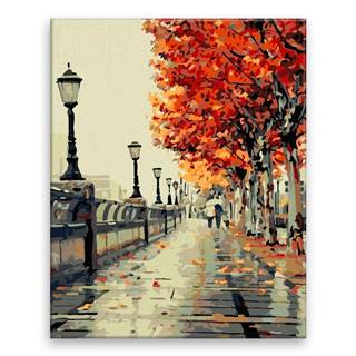 Malujsi Maľovanie podľa čísel - Jesenná prechádzka - 80x100 cm,  plátno vypnuté na rám