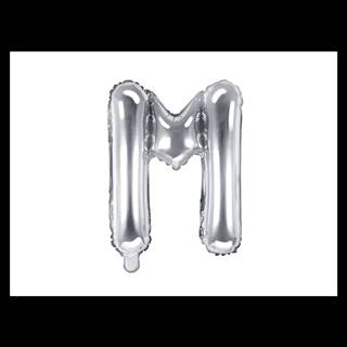 PartyDeco Fóliový balón písmeno „M“,  35cm strieborný