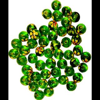 Stafil  Korálky sklenenné 15-18 mm 30 ks zelené s kvetinkou značky Stafil