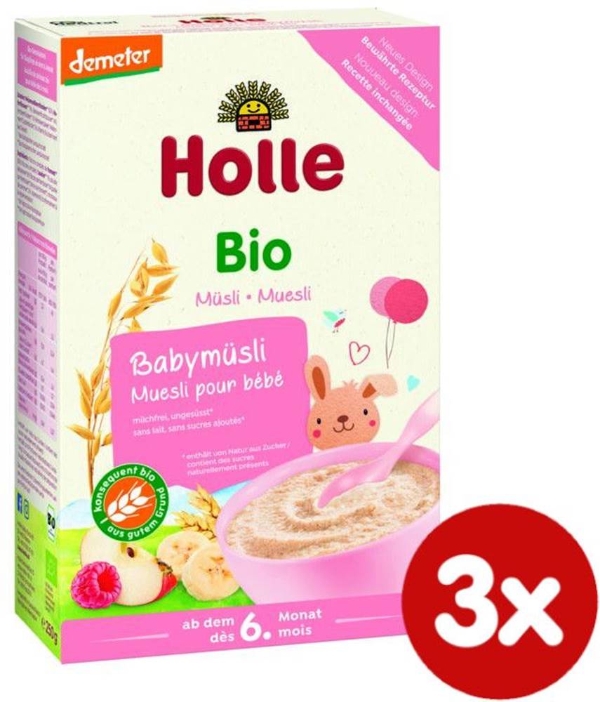 Holle  Bio Babymüsli kaša - 3 x 250g značky Holle