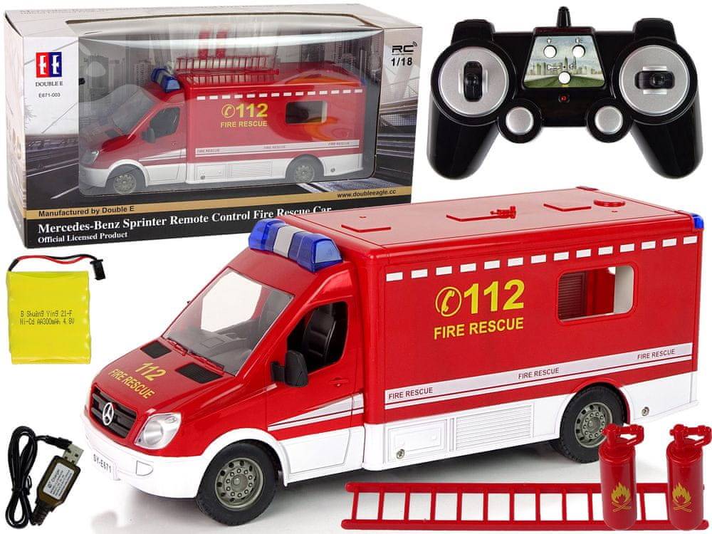 Lean-toys  Diaľkovo ovládaný hasičský rebrík Mercedes Sprinter značky Lean-toys