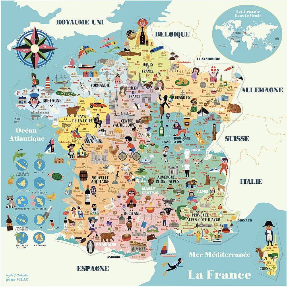 Vilac  Magnetická mapa Francúzsko značky Vilac