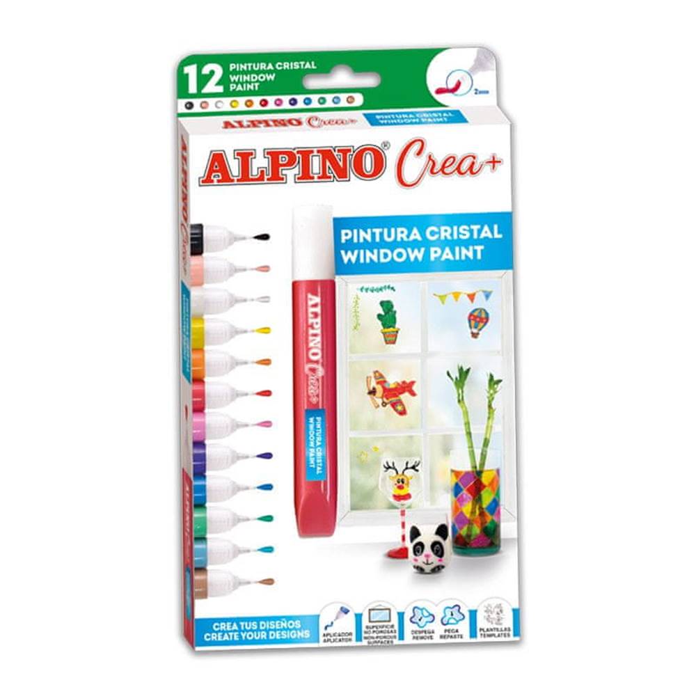 Alpino  Crea+ okenné farby na zdobenie 12ks značky Alpino