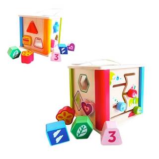 Bino  Drevená kocka - vkladačka tvary značky Bino