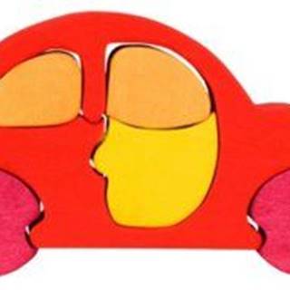 Fauna Drevené mini puzzle auto červené,  FAUNA