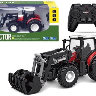 Lean-toys Červený diaľkovo ovládaný traktor 2, 4 G s pohyblivou lyžicou 1:24