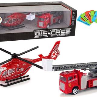 Lean-toys Súprava hasičských áut Ladder Pull Helicopter