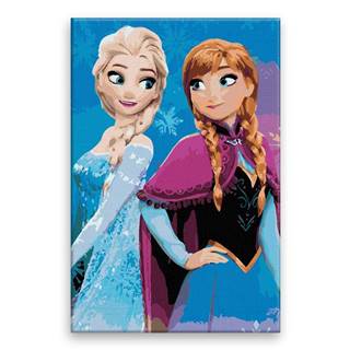 Malujsi Maľovanie podľa čísel - Ľadové kráľovstvo,  Anna a Elsa - 40x60 cm,  bez dreveného rámu