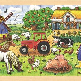 Goki Drevené puzzle Farma pána Millera 24 dielikov