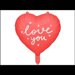 PartyDeco Fóliový balón srdce „love you“,  45cm