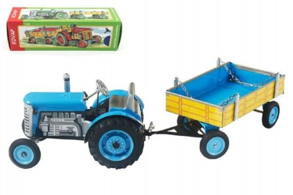 KOVAP  Traktor Zetor s prívesom modrý na kľúčik kov 28cm značky KOVAP
