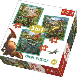 Trefl Puzzle Neobyčajný svet dinosaurov 3v1 (20, 36, 50 dielikov)