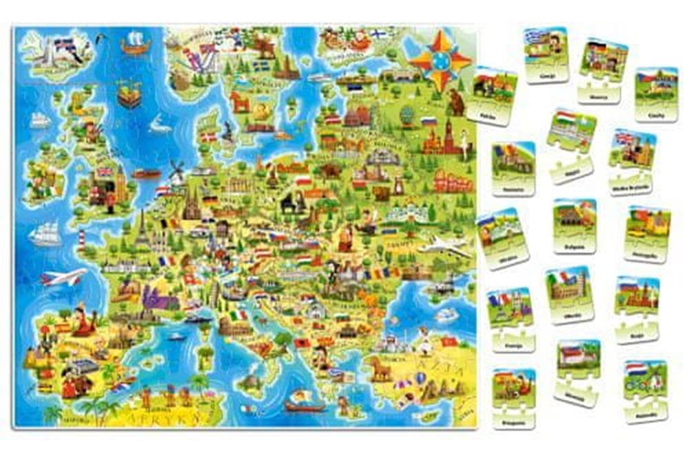 Castorland  Puzzle Mapa Európy 180 dielov + 32 náučných dielov značky Castorland
