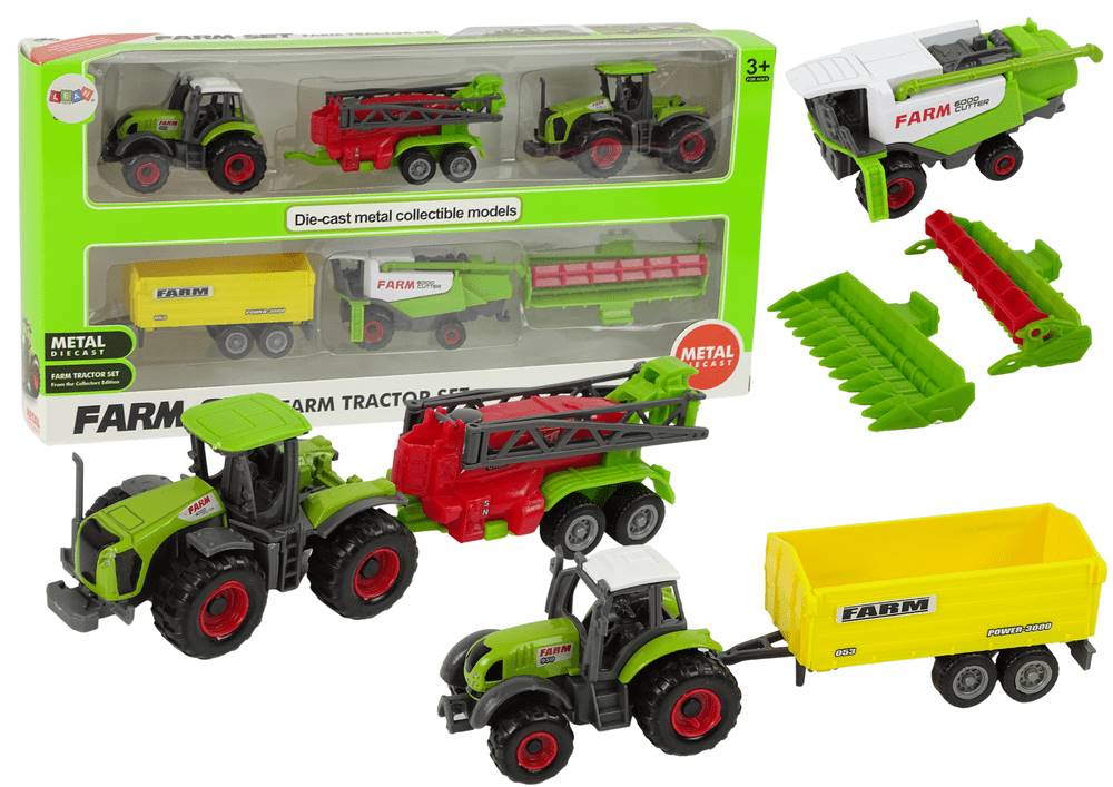 Lean-toys  Sada poľnohospodárskych strojov Poľnohospodárske vozidlá 6 kusov Traktor značky Lean-toys